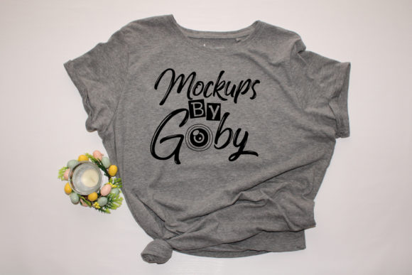 Download Gray T-shirt Mockup, Candle Holder - Premium Resources